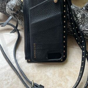 Bandolier Black Leather Phone Crossbody